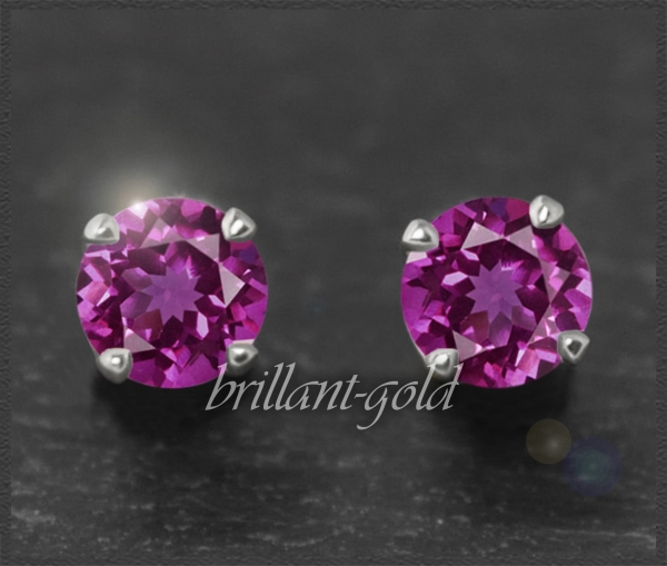 Ohrstecker 585 Gold Rhodolith dunkel rosa 4,5,6,7mm